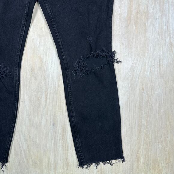 Abercrombie & Fitch The Skinny High Rise Edgy Distressed Ripped Black Jeans 28 - Picture 3 of 15